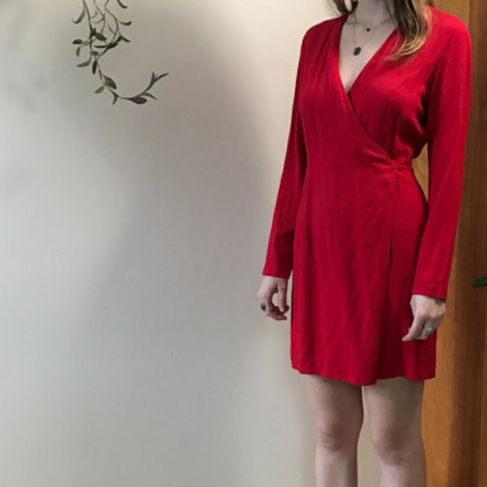 Vintage Cherry Red Wrap Dress Reformation